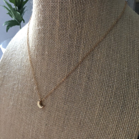 Tiny Dainty Mini Half Moon Gold Necklace - Picture 5 of 5
